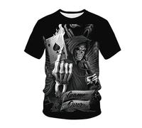 kewing Hommes Squelettes en Métal T-Shirts Impression 3D Nouveauté Guerrier Graphique Manches Courtes Col O Pull Mode Rue Muscle Tops