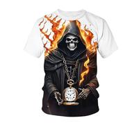 kewing Hommes Squelettes en Métal T-Shirts Impression 3D Nouveauté Guerrier Graphique Manches Courtes Col O Pull Mode Rue Muscle Tops