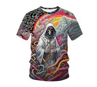 kewing Hommes Squelettes en Métal T-Shirts Impression 3D Nouveauté Guerrier Graphique Manches Courtes Col O Pull Mode Rue Muscle Tops