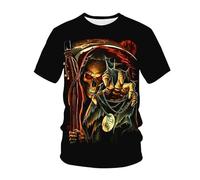kewing Hommes Squelettes en Métal T-Shirts Impression 3D Nouveauté Guerrier Graphique Manches Courtes Col O Pull Mode Rue Muscle Tops