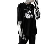 kewing Japonais Anime Bungo Stray Dogs Osamu Dazai T-Shirt Unisexe Harajuku Manga Dessin animé imprimé Patchwork T-Shirts à Manches Longues