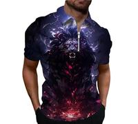 kewing Mode Motif du Tigre Streetwear T-Shirts Polo pour Hommes Polo d'été à Manches Courtes imprimé en 3D avec Fermeture à glissière pour Hommes de Plus Grande Taille