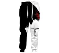 kewing Pantalon de Sport Motif Templiers et Jésus Pantalon de survêtement imprimé en 3D Poches élastiques Pantalon de Sport Pantalon décontracté Streetwear Harajuku