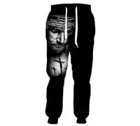 kewing Pantalon de Sport Motif Templiers et Jésus Pantalon de survêtement imprimé en 3D Poches élastiques Pantalon de Sport Pantalon décontracté Streetwear Harajuku
