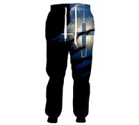 kewing Pantalon de Sport Motif Templiers et Jésus Pantalon de survêtement imprimé en 3D Poches élastiques Pantalon de Sport Pantalon décontracté Streetwear Harajuku