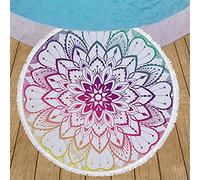 kewing Serviette de plage ronde Mandala grande couverture en microfibre absorbant l'eau douce avec des glands serviette polyvalente tapis de yoga tapisserie pour femmes filles garçons