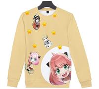 kewing Spy X Family Imprimé Ras du Cou Sweat-Shirt Lâche À Manches Longues Arrêtez-Vous Chandail Vêtements pour Casual/Comic Con