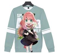 kewing Spy X Family Imprimé Ras du Cou Sweat-Shirt Lâche À Manches Longues Arrêtez-Vous Chandail Vêtements pour Casual/Comic Con