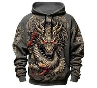 kewing Sweat à Capuche Unisexe avec Poche et imprimé Dragon 3D Pull Vintage Gothique avec créature Mythique