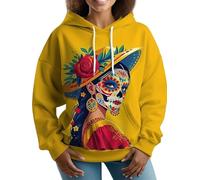 kewing Sweat-Shirts à Capuche imprimés 3D Papillon pour Femmes Pulls à la Mode Manches Longues Cordon de Serrage Coupe Ample Hauts à Enfiler avec Poches