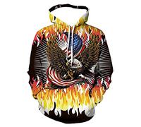 kewing Sweats à Capuche Drapeau des États-Unis pour Hommes Sweats à Capuche à imprimé Graphique Aigle Drapeau américain de détresse Vintage avec Poche