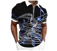 kewing T-Shirt imprimé Notes de Musique pour Hommes Polo à col Revers Demi-zippé à Motif de séries Musicales Tops Vintage à Manches Courtes Streetwear