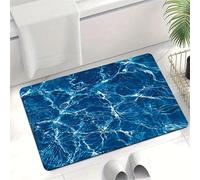 kewing Tapis de Bain en Pierre de diatomite absorbante antidérapante à ondulations d'eau 3 Couches à séchage Rapide Tapis de Douche avec Motif océan Bleu Clair