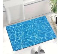 kewing Tapis de Bain en Pierre de diatomite absorbante antidérapante à ondulations d'eau 3 Couches à séchage Rapide Tapis de Douche avec Motif océan Bleu Clair