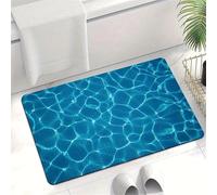 kewing Tapis de Bain en Pierre de diatomite absorbante antidérapante à ondulations d'eau 3 Couches à séchage Rapide Tapis de Douche avec Motif océan Bleu Clair