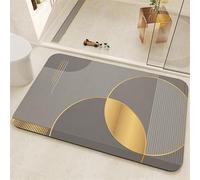 kewing Tapis de Bain en Pierre Diatomite à séchage Rapide Tapis de Sol Super Absorbant Lignes géométriques de Luxe légères Tapis de Bain antidérapants