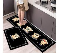 kewing Tapis de Cuisine Tapis 2 pièces Set Antidérapant Lavable Tapis d’intérieur Polyester Tapis de Sol de Cuisine Tapis pour Cuisine Chambre