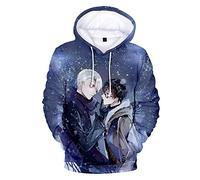 kewing Unisex Anime Yuri!!! on Ice Sudadera Con Capucha Informal de Manga Larga Yuri Katsuki Pullover Sudaderas