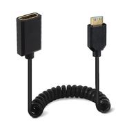 Kework Câble d'extension mini HDMI 2.1 vers HDMI 2.1 spiralé de 0,3 à 1,2 m, extension 48 Gbit/s, 8K @ 60 Hz/4K @ 120 Hz/2K @ 240 Hz, 3D, HDCP, Dolby, HDR10, eARC, compatible avec appareils photo