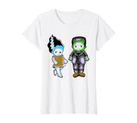 Kewpie Baby Frankenstein et Bride Spooky T-Shirt Graphique avec Valeur, Femme, Blanc, S