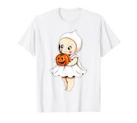 Kewpie Baby Ghost Citrouille Jack-o-Lantern T-Shirt Graphique avec Valeur, Homme, Blanc, M