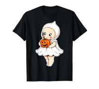 Kewpie Baby Ghost Citrouille Jack-o-Lantern T-Shirt Graphique avec Valeur, Homme, Noir, S