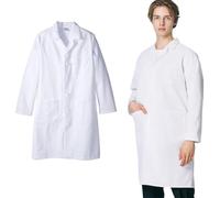 KEWUF 1 pcs Blouse Blanche Chimie Lycee Coton laboratoire Blouse Medicale blanc manches longues Blouse medicale femme/homme