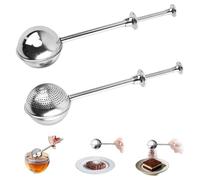 KEWUF 2 Pcs infuseur thé, pinces à thé pour thé en vrac, Boule à thé avec poignée télescopique en acier inoxydable 304, Pince à thé, Infuseur à thé, Plumeau en acier inoxydable, Sucre, farine, épices
