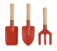 KEWUF 3 Pcs outils jardinage enfant, Ensemble d'outils de Jardin pour Enfants - fourchette, Pelle et bêche en métal et Bois Robustes, Parfaits pour Le Jardinage, la Plage et Le bac à Sable