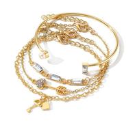 KEWUF 4 Pièces Bracelets Femme, Bijoux En Or Ensemble Femme, Bijoux En Or, Bracelet, Clé Et Serrure, Décoration En Strass, Cadeau Pour Femmes