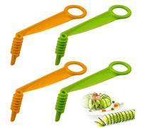KEWUF 4 Pièces Coupe Légumes en Spirale, Spiraliseur de Légumes, Coupe Frite, Convient pour Fruits et Légumes Créatifs à Torsion, Carotte, Courgette, Concombre, Pomme, Pomme de Terre (Vert, Orange)