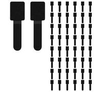 KEWUF 50 Pièces Attache Cable Adhésif, Bande Scratch, Câble Management, Organiseur de Fils pour TV, PC, Ordinateur Portable, Ethernet, Bureau (Noires, 29 x 90 mm)