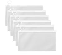 KEWUF 6 Pièces Sacs d'argent avec Fermeture Éclair Pochette d'argent Enveloppes Sac de Banque Organisateur Transparent Porte-Monnaie pour Économiser Chèque Reçu 23 x13 cm