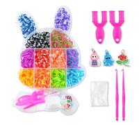 KEWUF 600 Loom Bänder Set für Armbänder, Bracelet Élastique Enfant Kit, Rainbow Loom, pour Enfants, Loops Gummis Bänder Loom Rubber Bands Kit Kinder Basteln für Junge und Mädchen (Petit Lapin)