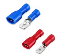 KEWUF 80 cosses electriques a sertir bornes de câble femelles à déconnexion rapide entièrement isolées en vinyle 6,3 x 0,8 mm pour 1,5-2,5 mm² (16-14 AWG) Bleu, pour 0,5-1,5 mm² (22-16 AWG) Rouge