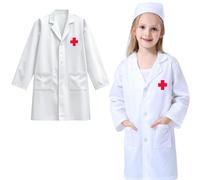 KEWUF Blouse blanche chimie, Blouse Blanche Enfant, Blouse Chimie Coton Enfant Blouse Laboratoire pour Fille Garçon Enfant Manche Longue Blouse Medicale avec pour étudiant Hospital Cosplay, 120cm