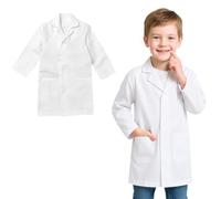 KEWUF Blouse Blanche Enfant, Blouse blanche chimie, Blouse Chimie Coton Enfant Blouse Laboratoire pour Fille Garçon Enfant Manche Longue Blouse Medicale avec pour étudiant Hospital Cosplay, 120cm