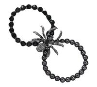 KEWUF Bracelet Araignée, Bracelet Pour Homme, Bracelet Noir, Bracelet Homme Cadeau, Obsidienne Oeil Céleste, Bracelets Pour Homme, Bracelet D'Halloween, Cadeau Pour Garçons Et Hommes (Noir)