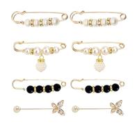 KEWUF Broche Femme Vêtement, Mode Broche de Perle Simulée, Broche Femme, Clip Épingles de Décolleté, Broche Papillon, Épingle de Sécurité pour Châle Pull Écharpe Manteau Robe Chemises (8 Stück)