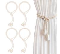 KEWUF Embrasses de Rideaux, Attache Rideau Corde, Réglables Attache Rideaux, Pour La Maison, Le Bureau, Le Salon Et La Chambre, 50cm Embrases(Beige, 4 Pcs)