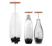 KEWUF Goupillon Bouteille en Verre, Long Ecouvillon, Goupillon Bouteille Compatible avec Sodastream, Brosse à Bouteille avec Manche en Bois, Convient pour Verres, Biberons, Bouteilles de Vin (32 cm)