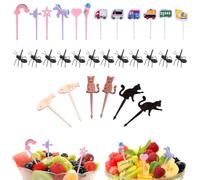 KEWUF Lot de 30 cure-dents Fourchettes à Fruits - fourchette enfant Mini Fourchettes en Plastique pour Enfants - Accessoires de Fête pour Dessert