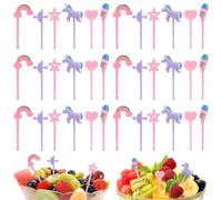 KEWUF Lot de 30 Fourchettes à Fruits - fourchette enfant Mini Fourchettes en Plastique pour Enfants - Accessoires de Fête pour Dessert - Licorne