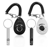 KEWUF Lot de 4 sifflets d'entraînement pour chien, 2 clickers pour dressage, 4 sifflets professionnels à ultrasons, clicker chien dressage pour dresser les animaux de compagnie et rappeler vos chiens