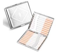 KEWUZY Etui à Cigarettes En Métal Pour 20 Cigarettes, Boîte à Cigarettes En Métal, Cigarette Case Avec Fermeture à Ressort, étui à Cigarettes Pour Pantalons Et Poches De Chemise, Argenté