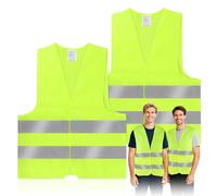 KEWUZY Gilet Réfléchissant 2 pièces, Gilets de sécurité pour Voiture, Gilet de Dépannage Haute Visibilité à 360 ° pour Vélo, Police, Ouvrier, Cycliste
