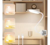 KEWUZY Lampe Pince 20 LED Lampe,Rechargeable Lampe de Bureau,Lampe Flexible Chevet Pince,Lampe de Lecture 3 Modes d’Éclairage et Dimmable Luminosité,pour Bureau, Petite Lampe Pince pour Lire au Lit