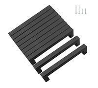 KEWUZY Lot de 10 poignées de meuble - Noir - Espacement des trous : 96 mm - En acier inoxydable - Avec quarante vis - Pour placard, porte et cuisine - Noir - 96 mm