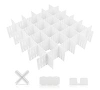 KEWUZY Organisateur de Tiroir Réglable DIY, Organiseur de Bureau, Lot de 16 Inserts de Tiroir, Séparateur de Tiroir en Plastique pour Sous-vêtements, Chaussettes, Fournitures de Bureau 32x7cm (Blanc)