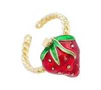 KEXIAO Bagues tendance en forme de fraises et de cerises réalistes - Bijoux confortables en alliage pour femmes et amateurs de mode